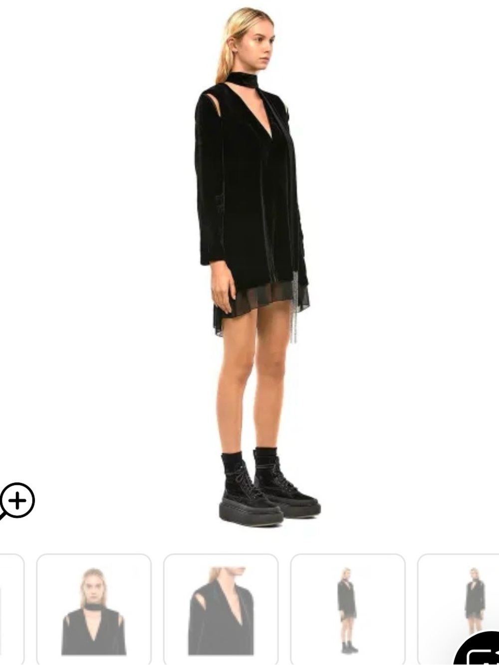 Diesel Black Velvet Long Sleeve Dress
